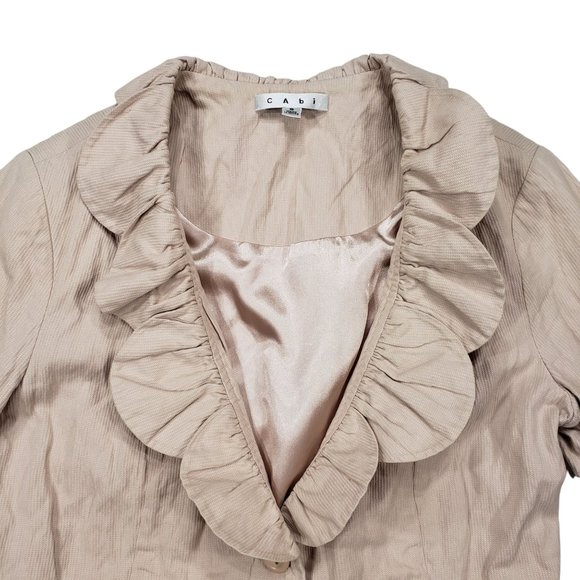Cabi Blazer Suit Jacket 8 Women 400 Roses Blush Pink Ruffles Cotton - Picture 6 of 12